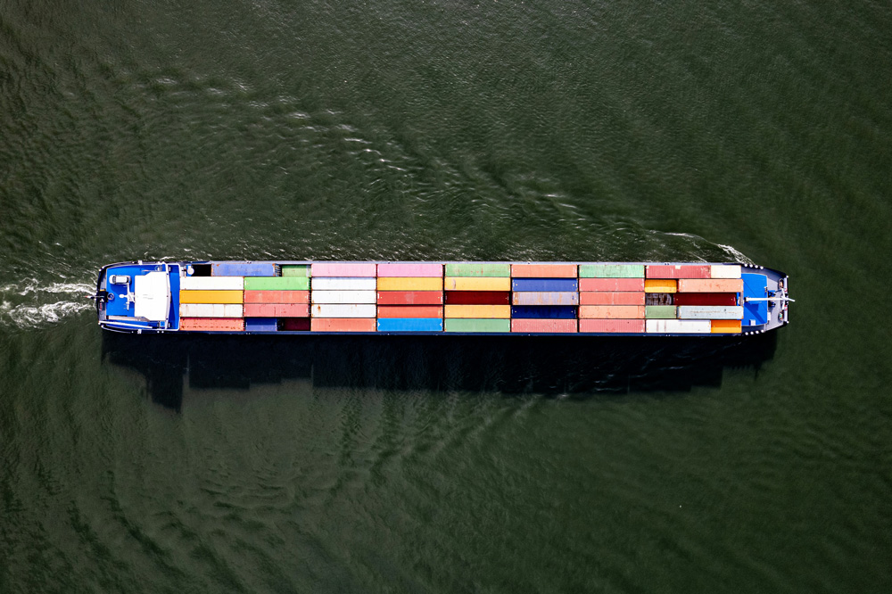 large container ship in a body of water