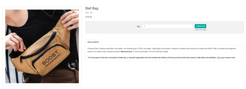 Belt bag e-commerce page