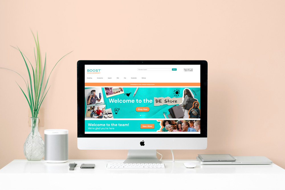Mockup of Boost Engagement ecommerce store on iMac