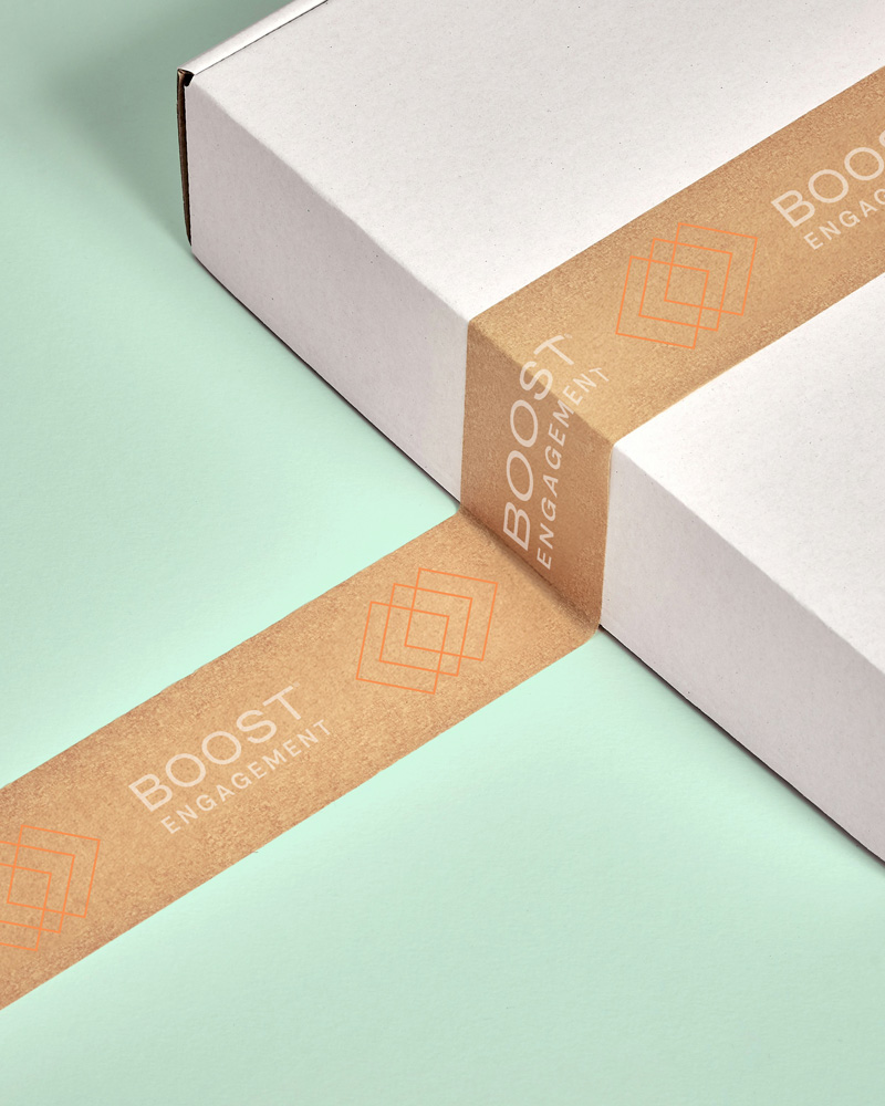 Boost Engagement branded packing tape